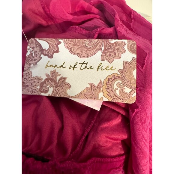 NWT Band Of The Free Large  Fuchsia Pink Textured Long Sleeve Mini Dress - Picture 8 of 16